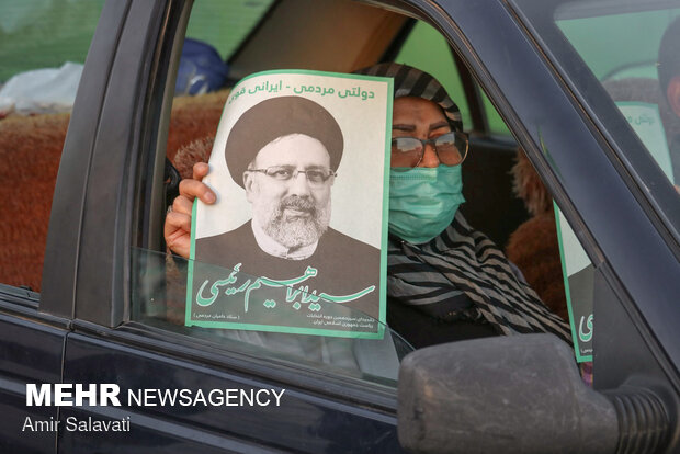 People in Semnan celebrating victory of Raeisi in Election 