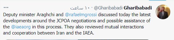 Iran's lead negotiator discusses JCPOA with IAEA cheif
