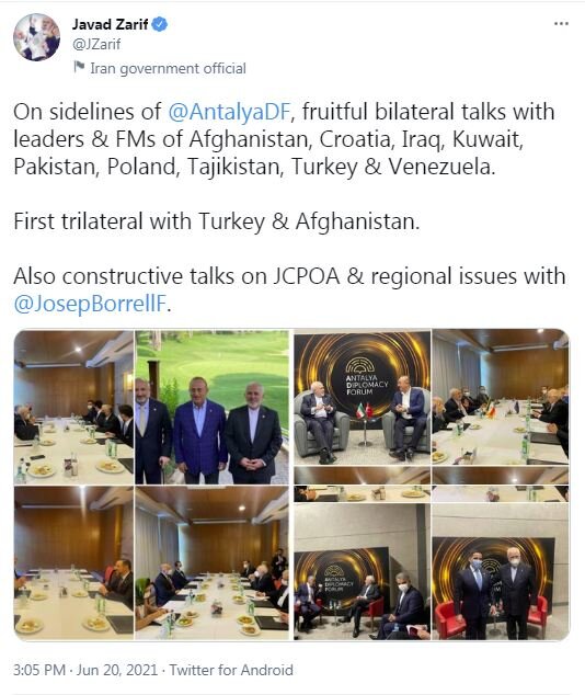 Zairf hails bilateral talks with world officials in Antalya 