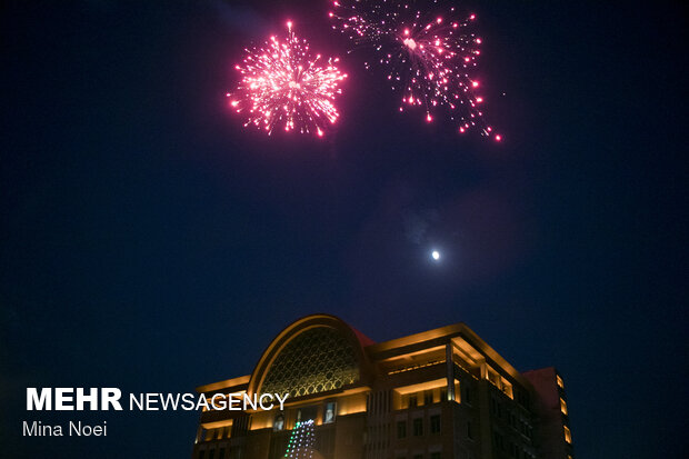 Fireworks on occasion of Imam Reza birth anniv. in Tabriz