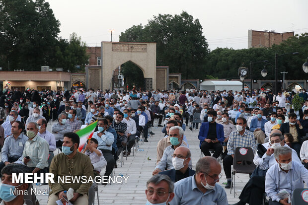 جشن حامیان حجت‌الاسلام رئیسی در سنگ فرش مصلی تبریز