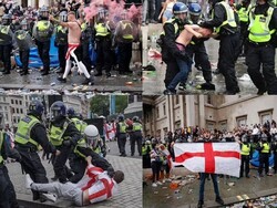 یوروکپ کے فائنل میں شکست کے بعد برطانیہ میں ہنگامے پھوٹ پڑے/ 21 پولیس اہلکار زخمی