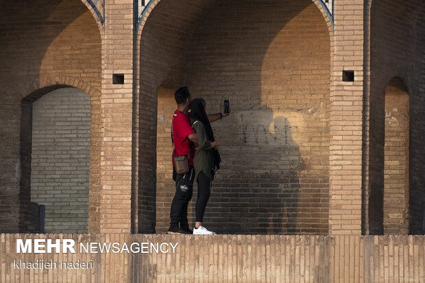 Taking Selfie with Zayandeh Rud River in Isfahan