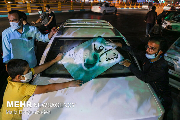 پشت نویسی خودروها در شب عید غدیر