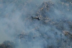 شعله های سوزان آتش بعد از سه روز در بیرجند/ عملیات هوایی برای اطفای حریق