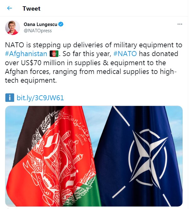 ناتو تجهیزات نظامی بیشتری به افغانستان می‌فرستد!—۲۱٫۵۰