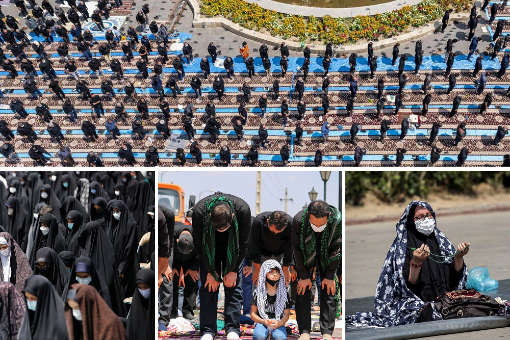 «ایران» ظهر عاشورا به نماز ایستاد/ عزاداران به حسین(ع) اقتدا کردند