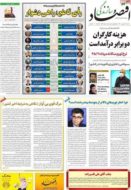 روزنامه‌های اقتصادی شنبه ۶ شهریور ۱۴۰۰