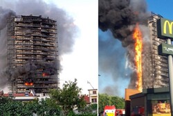 آتش سوزی بزرگ در یک برج ۲۰ طبقه در میلان ایتالیا
