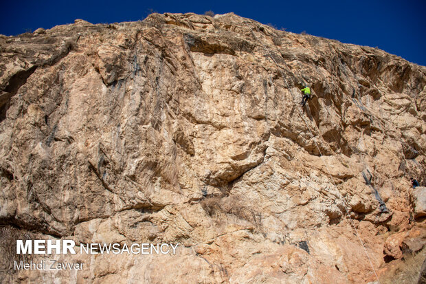 Preparing route for rock climbing in W Azerbaijan Province
