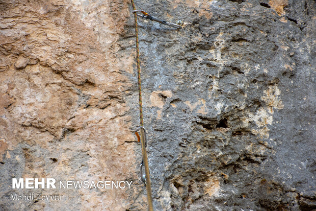 Preparing route for rock climbing in W Azerbaijan Province
