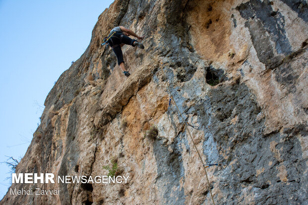 Preparing route for rock climbing in W Azerbaijan Province
