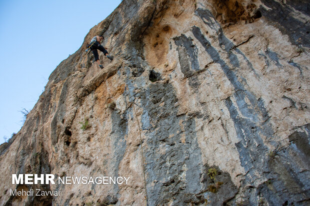 Preparing route for rock climbing in W Azerbaijan Province
