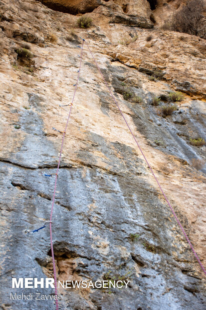 Preparing route for rock climbing in W Azerbaijan Province
