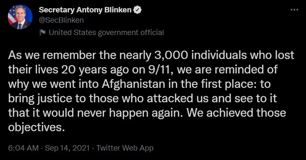 بلینکن: به اهداف خود در افغانستان دست یافتیم