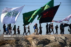 Irak'ta Kerbela'ya doğru yürüyen Erbain zairleri