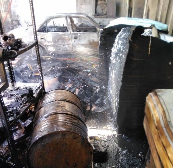 آتش سوزی یک کارگاه در خیابان قزوین