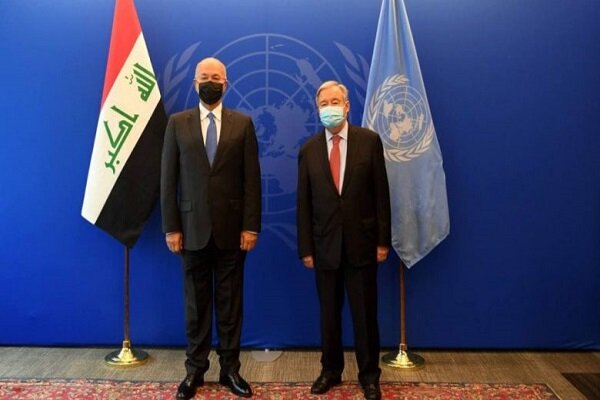 رایزنی برهم صالح با دبیر کل سازمان ملل