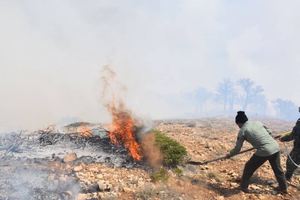 مشارکت ۳ تیم امدادی در مهار آتش جنگل های «نقله بر» رودبار