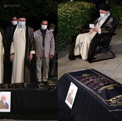 قائد الثورة الاسلامية يصلّي على جثمان العلّامة الراحل "حسن زاده املي"