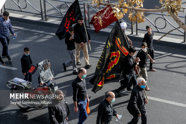 در مراسم راهپیمایی جاماندگان اربعین حسینی(ع) بسیاری از شرکت کنندگان با پرچم های متعدد شور دیگری به مراسم می دهند