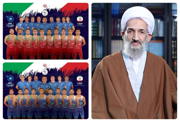  تقدیر آیت الله لائینی از پهلوانان تیم ملی کشتی آزاد و فرنگی