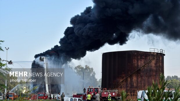 آتش سوزی بزرگ در نزدیکی تاسیسات نفتی در جنوب لبنان