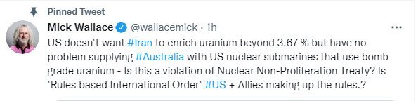 برلماني اوروبي: امريكا لا تريد تخصيب ايران لليورانيوم بينما تبيع الغواصات النووية لاستراليا