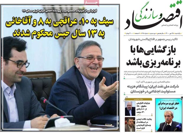 روزنامه‌های اقتصادی یکشنبه ۲۵ مهر ۱۴۰۰