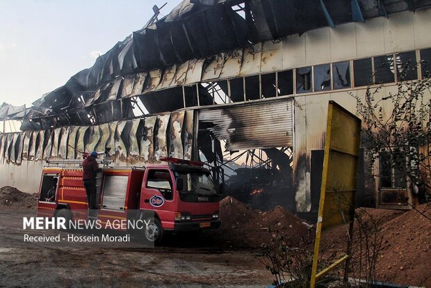 آتش سوزی در شهرک صنعتی مامونیه ساوه