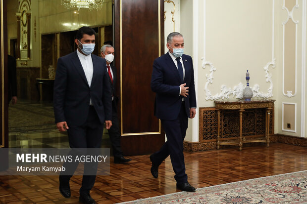 سراج الدین مهرالدین وزیر امور خارجه تاجیکستان در حال ورود به محل دیدار با رئیس جمهور ایران است
