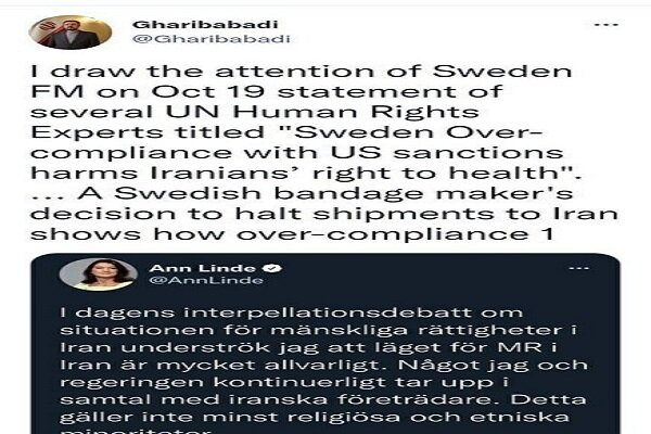 Gharibabadi reacts to Swedish FM's baseless remarks