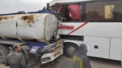 تصادف تانکر حمل سوخت با اتوبوس در کمربندی امام علی (ع) قم