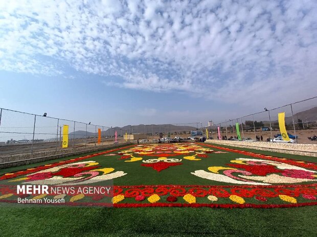 Largest flower carpet of West Asia in central Iran