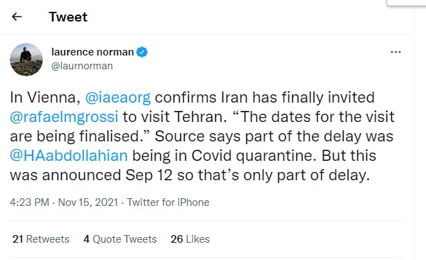 تاریخ سفر «گروسی» به ایران در حال نهایی شدن است