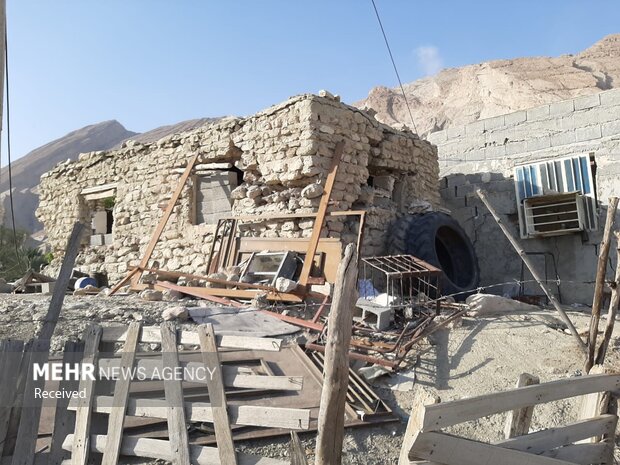 خسارات زلزله در روستای فین هرمزگان