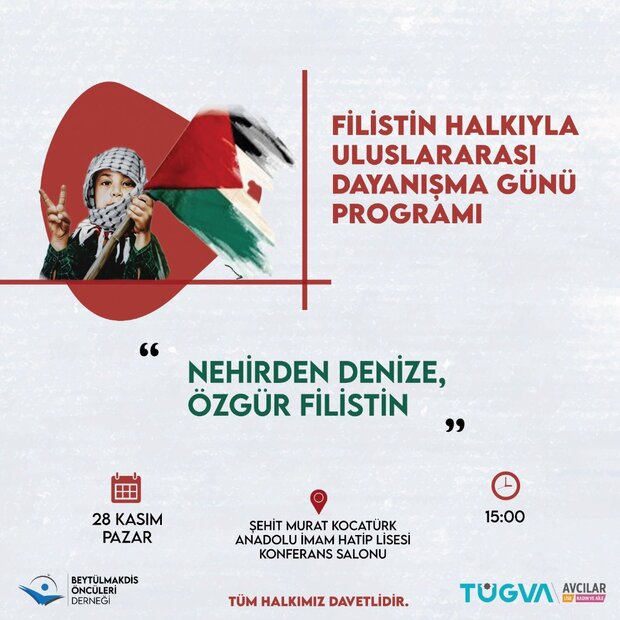 İstanbul'da "Nehirden Denize Özgür Filistin" başlıklı program düzenlenecek