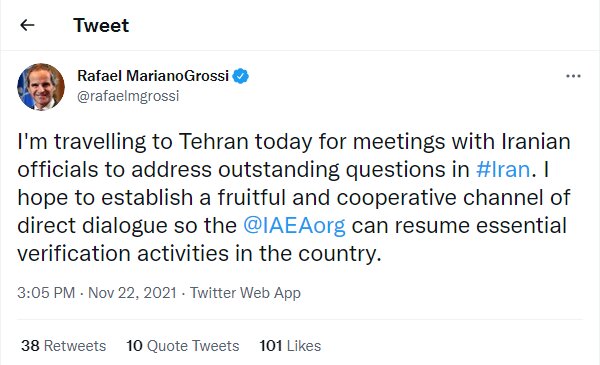 گروسی: در دیدار با مقامات ایرانی، به سؤالات مهمی خواهم پرداخت