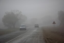 مه غلیظ بر گردنه های کوهستانی زنجان حاکم شده است