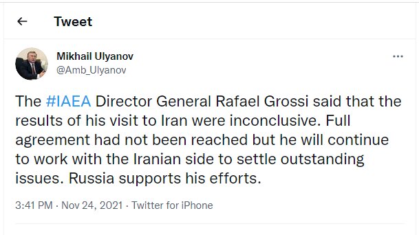 واکنش روسیه به مواضع «گروسی» درباره نتیجه سفرش به ایران