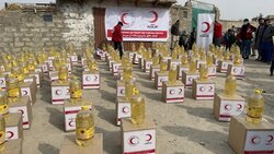 توزیع ۵۶۴۰ بسته غذایی میان پناه جویان افغانستانی/واکسیناسیون اتباع توسط داوطلبان هلال احمر