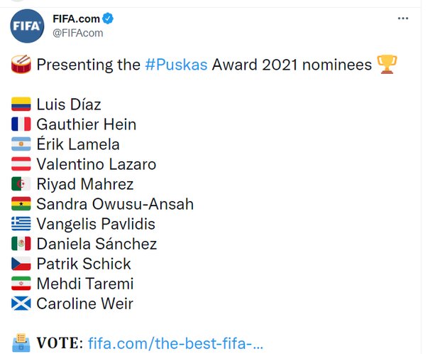 Iranian Taremi's goal among candidates for FIFA Puskás Award