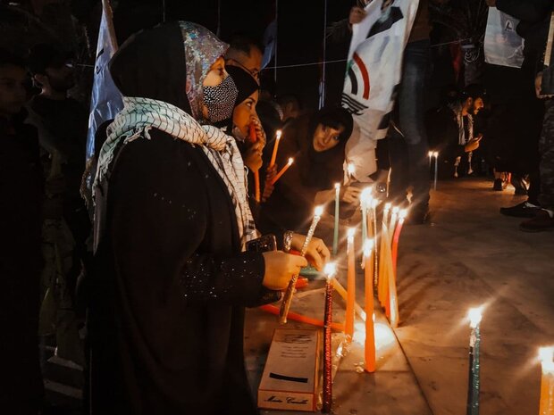 جمهور المقاومة يتوافد الى مكان الجريمة الأمريكية على طريق مطار بغداد + صور