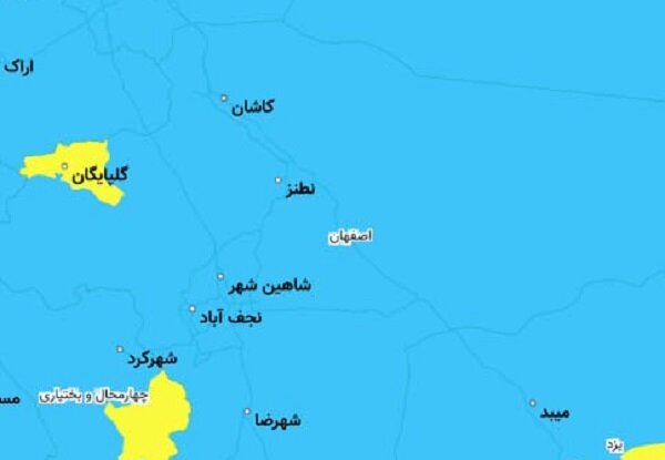 نیمی از اصفهان دروضعیت آبی و نیمی دیگر درشرایط زردکرونا قرار دارد
