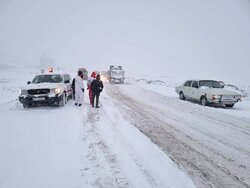 مسدود شدن راه های تردد پاوه به علت بارش برف و کولاک