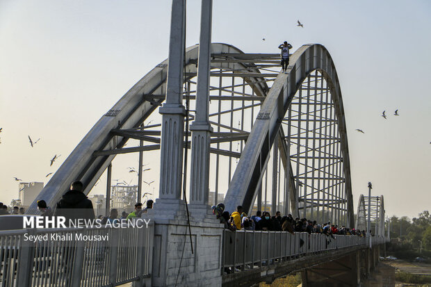 Ahvaz White Bridge hosting  migratory birds