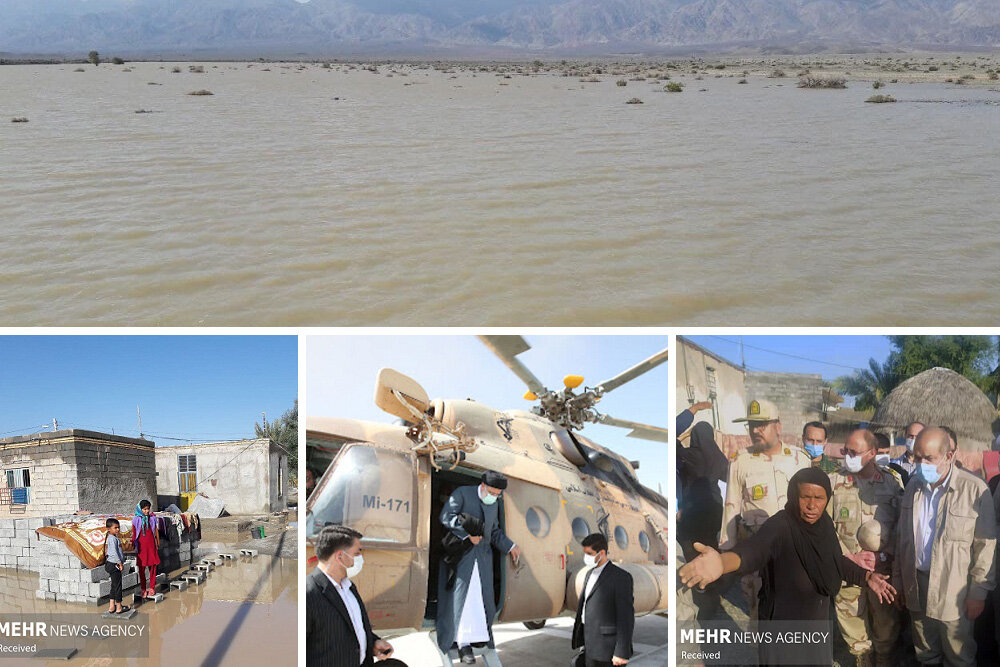 صدر رئیسی سیلاب سے متاثرہ علاقوں کا دورہ کرنے کے لئے کرمان پہنچ گئے