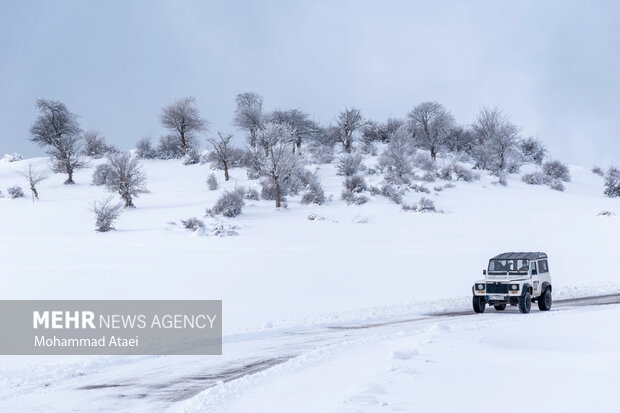 Beautiful scenery of winter snow in Olang-Ramian Road
