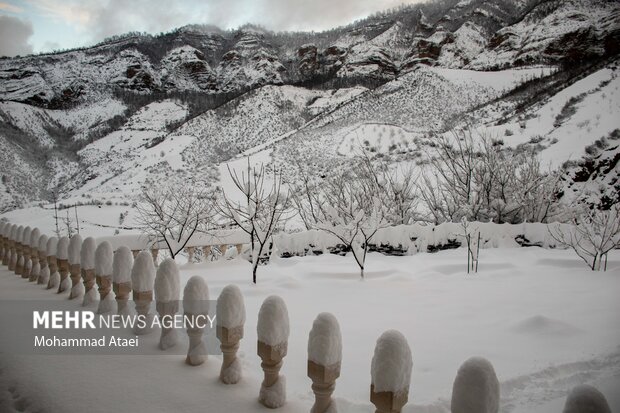 Beautiful scenery of winter snow in Olang-Ramian Road
