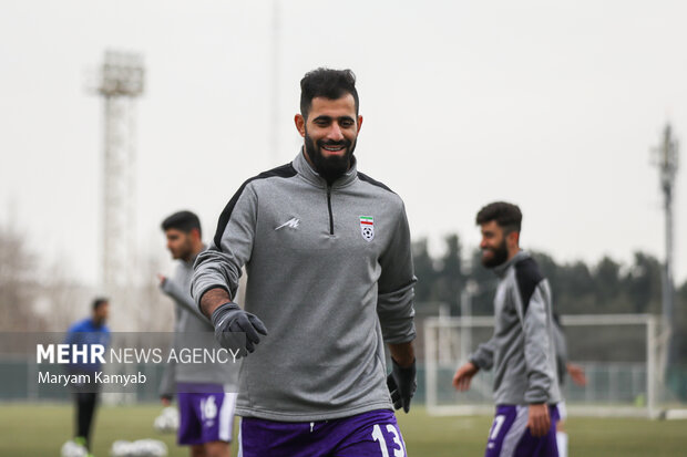 حسین کنعانی زادگان بازیکن تیم ملی در آخرین تمرین تیم ملی فوتبال ایران پیش از دیدار با عراق حضور دارد